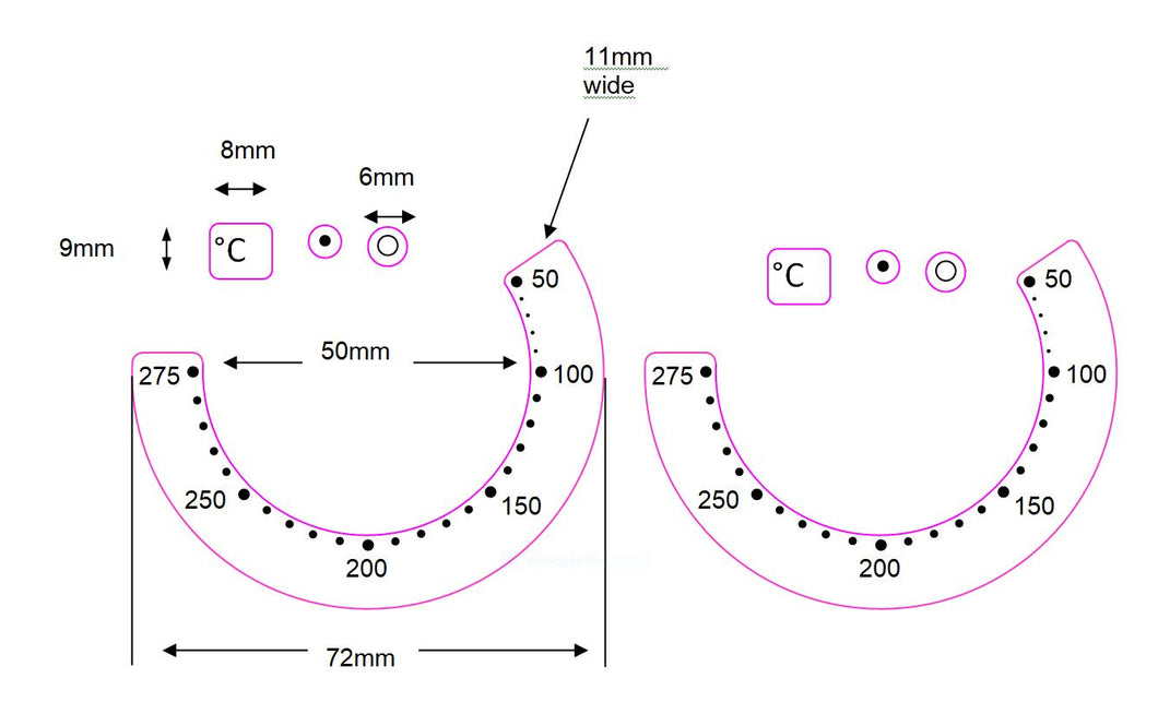 OVEN TEMPERATURE MARKINGS 50-275